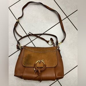 See By Chloe Tan Leather Shoulder Bag with Gold Accents